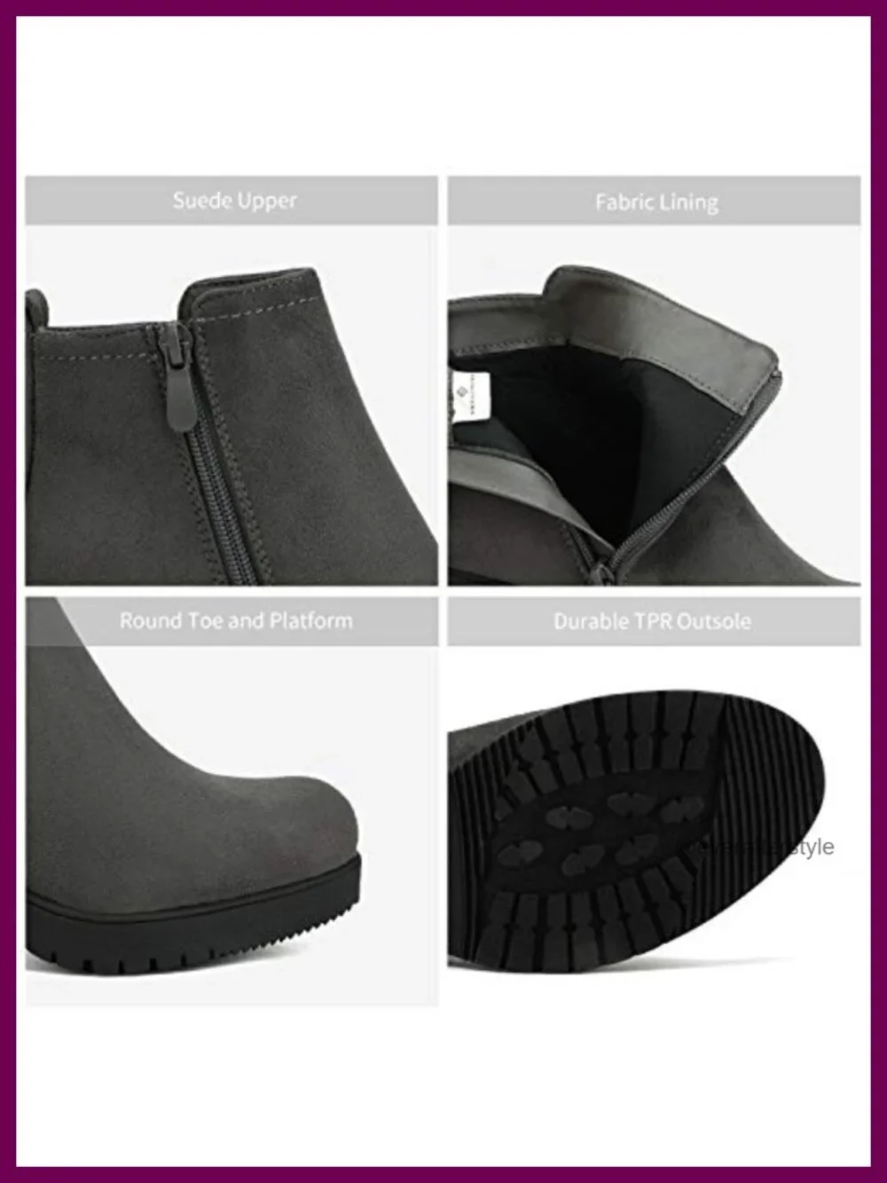 Women's Ankle Boots Chunky Heel Platform Short Booties with Zip